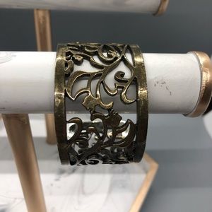 Bronze filigree style metal cuff bracelet